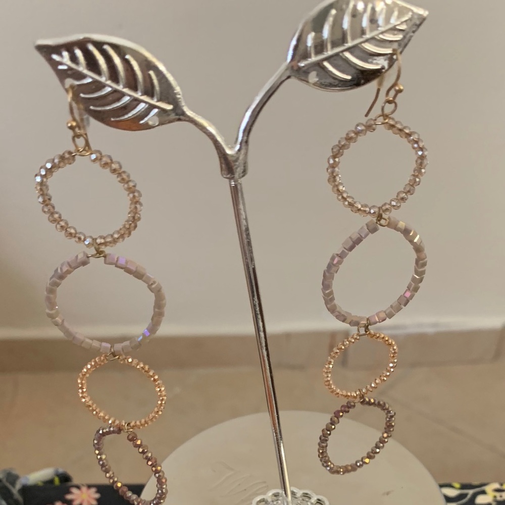 PANACEA GOLD TONES CRYSTAL LINEAR EARRINGS - Picture 3 of 8